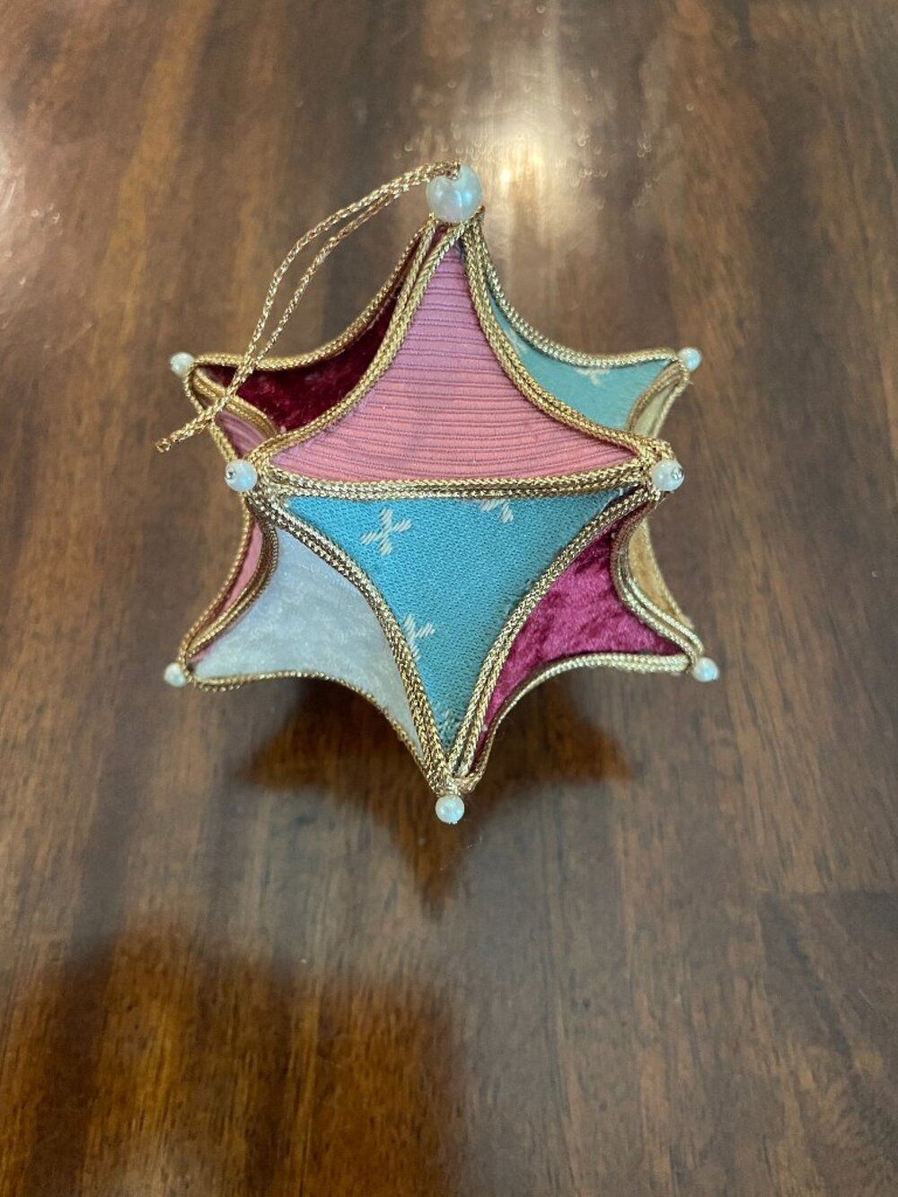 Vintage Velvet Star Shaped Patchwork Pushpin Ornament 3" Colorful Holiday!